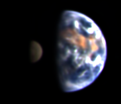 RGB comp of deconvoluted frames of Earth and Moon