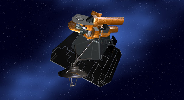 graphic of spacecraft with blue background